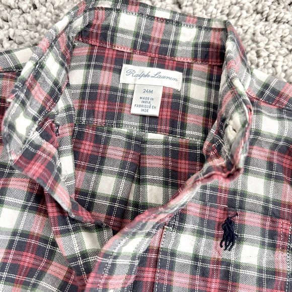 Polo Ralph Lauren Baby Infant Plaid Button Down Shirt 100% cotton, Size 24M EUC - Picture 7 of 12